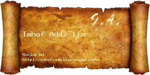 Imhof Adélia névjegykártya